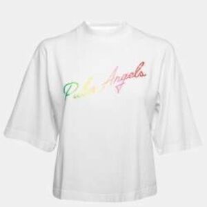 Palm Angels White T-Shirt with Multicolor Logo